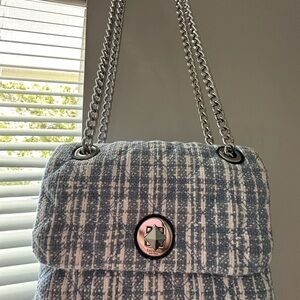 Kurt Geiger Blue and White Checkered Shoulder Bag